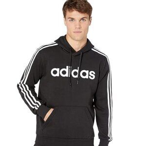 Adidas Black Triple White Activewear Pullover Classic Sporty Hoodie Sweatshirt